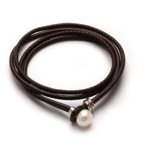 Wickelarmband mit Perle, schwarz